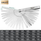 32 Blades Stainless Steel Feeler Gauges Set - Metric & Imperial Measuring Tools for Spark Plug and Valve Gap Adjustment, 0.03-1mm / 0.001-0.040 Inch