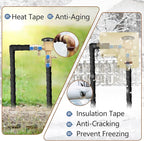 Pipe Insulation Tape, Outdoor Water Pipe Insulation Wrap, Foam Insulation Tape for Outdoor Pipes Winter Freeze Protection, Heat Tape for Water Pipes, Copper Pipes, PVC, AC Line, 5in x 15ft, Black