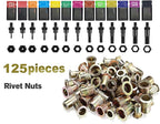 16”Hand Rivet Nut Tool,Professional Rivet Nut Setter Kit with 13 Mandrels（M3 M4 M5 M6 M8 M10 M12 SAE 8-32,10-24, 1/4-20, 5/16-18, 3/8-16,1/2-13）And 125 PCS Rivets Nuts