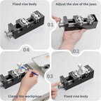 WhiteRhino Mini Vise Clamp,Smart Fractal Vise Drill Press Vise Bench Vise,Heavy Duty Self-Adjusting Aerospace-grade Aluminum Alloy&Precision CNC Machined— Crafts,Jewelry Making, Modeling,DIY,Repairs