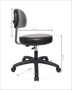 Chair Master Round Vinyl Chair/Stool-Black-for Garage, Counters, Shop, Kitchen, Computer Desks, Drafting Tables. Easy to Clean! (Glides, Low Table 16"-21")