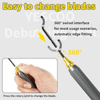 Deburring Tool with 10 Extra High Speed Steel Swivel Blades,Deburring Tool 3D Printing Double Head Anti Skid Handle, Which Can be Rotated or Fixed 360 Degrees,for Metal, Resin, Copper, Plastic