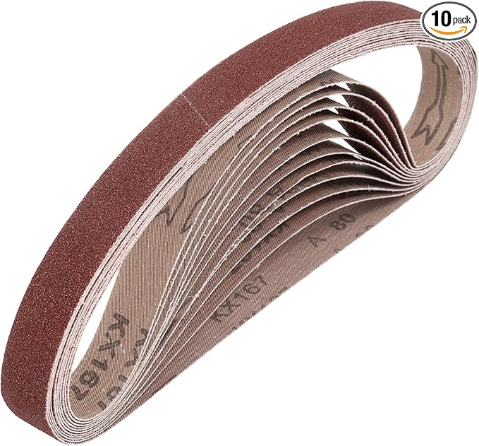 HARFINGTON 3/4 x 12 Inch Sanding Belts, 10 Pcs 80 Grits Aluminum Oxide Abrasive Belt Sander File Belt for Woodworking, Metal Polishing, Knife Sharpener