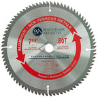 Benchmark Abrasives TCT 7-1/4 Inch Circular Saw Blade, Tungsten Carbide Tipped Non Ferrous Metal Cutting Saw Blades for Cutting Plastic, Fiberglass, PVC, Aluminum Cutting Blade - ‎(7-1/4" - 80 Teeth)