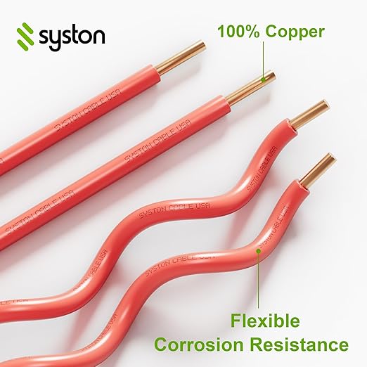 14 AWG Tracer Wire 600V 100% Solid Copper Conductor Direct Burial Underground, Red Tracer Wire for Locating Underground Pipes and Lines Electrical Wire Gas Water Sewer Pipe and Fiber Optic, 100 FT