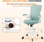 HYLONE Drafting Chair Tall Office, Ergonomic Standing Desk Stool Adjustable Drafting Chair Big Tall Drafting Office Chair Blue