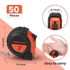 Xuhal 50 Pcs Mini Measuring Tape Keychains Small Measuring Tape Bulk Set 3ft Retractable Measurement with Pause Buttons for Engineer Crafter, Autowind and Lock(Orange)