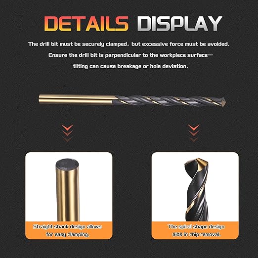 Drill Bit, 4mm Cutting Diameter, 4341 HSS Gold and Black 118° Cutting Angle Number Jobber Bits - (Applications: for Drilling Soft Metal Plastic Wood), 10-Pieces