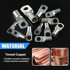 Glarks 105Pcs 12 Type Heavy Duty Wire Lugs Battery Cable Tinned Copper Eyelets Tubular SC Ring Terminals Connectors with Spy Hole Assortment Kit
