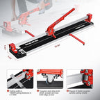 SHIJING 48-inch Manual Tile Cutter with Laser Cutting Guide Porcelain Tile Cutter with Split Platen,Double Aluminum Base,Tungsten Carbide Cutting Wheel