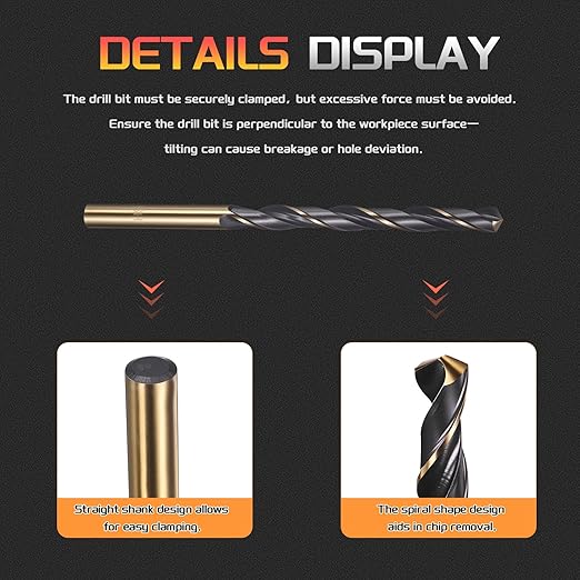 Drill Bit, 6mm Cutting Diameter, 4341 HSS Gold and Black 118° Cutting Angle Number Jobber Bits - (Applications: for Drilling Soft Metal Plastic Wood), 1-Pieces