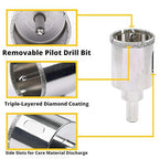 Drilax 1-3/4" Diamond Hole Saw | 1.5" Cutting Depth | Removable Pilot Pin & Triangular 3/8" Shank | Wet Drilling for Ceramic, Porcelain, Tile, Quartz, Granite, Marble | Drains & Conduits
