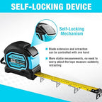 DURATECH 25FT Auto-Lock Tape Measure, Easy Read Magnetic Measuring Tape with Fractions 1/8″, Double Sided Measurement Tape with Minimum Scale 1/32″, Magnetic Hook, and Rubber Protective Casing