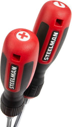 STEELMAN Comfort Grip Screwdriver Set, 15 of the Most Common Phillips, Slotted, and Precision Sizes, Magnetic Tips, 5 Largest Screwdrivers Feature Hex Bolsters
