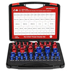 46Pcs Thread Checker, Nut and Bolt Thread Checker Standard and Metric, 24 Inch & 22 Metric Thread Gauge Kit, Suitable for Nut Bolt Size Finder and identifier in Narrow and Tricky Area