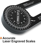 Mecurate Aluminum Miter Saw Protractor, 7.3-Inch Angle Finder Featuring Precision Laser Engraved Scales Woodworking Lightning Measure Tool with 360 Degree Rotation Function for Carpenters