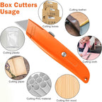 Reginary 20 Pcs Box Cutter Bulk Retractable Utility Knife Heavy Duty Aluminum Alloy Razor Knife for Cardboard Box Carton Opener for DIY, Factory, Home Office(Orange)