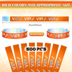 Teling 500 Pack VIP Plastic Wristbands Bracelets Party for Events VIP Custom Wristbands Plastic Bracelets Tear proof Waterproof Wrist Bands Arm Bands for Events Concerts