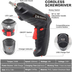 Cordless Electric Screwdriver, 3.6V Rechargeable Power Screwdriver with 47 pcs Accessories, usb charging, 3Nm Screw Gun, mini Carrying screwdriver set with LED Light for Electric Power Drill