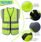 Reflective Safety Vest Bulk Construction Worker Costume Utility High Visibility Vest with Pocket,for Men Women-L size