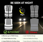TICONN Reflective Safety Vest High Visibility Class II Mesh Vest for Women & Men Meets ANSI Standards
