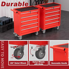 Rolling Tool Chest with Drawers, 5 Drawers Tool Chests & Cabinets, Metal Toolbox with Wheels, Lockable Storage Cabinet, Garage Tool Box with Drawers (Red, 5 Drawers)