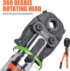HZLZRZ ProPress Tool Copper Tube Fittings Hydraulic Copper Pipe Crimping Tool with 1/2,3/4 and 1 inch Jaws and Stainless Steel Pipe Cutter and Deburring Tool,Suit for Narrow Space and Tee Fittings