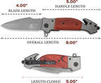Snake Eye Tactical Rescue Style Every Day Cary Hunting, Camping Folding Pocket-Folding Wood Handle EDC Knife 1019WD