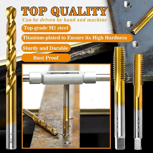 4-40 UNC Tap and #43 Drill Bit Kit, M2 HSS Drill and Tap Set, Combination of Drill and Tap Kit for Metal