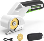 2025 NEW 4V Cordless Electric Scissors, Cardboard Cutter with 2 Titanium Blade, Safety Lock & Extra Blade, Rotary Cutter for Cardboard,Fabric,Plastic, Gifts for Men&Women - Pearl White
