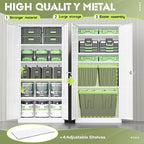 SUNCROWN 72" Metal Storage Cabinet - Heavy-Duty Metal Garage Cabinet with 4 Adjustable Shelves & 2 Doors for Tools, Office, Home, Workshop,White-Small