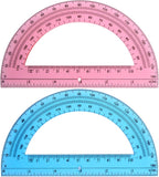 EBOOT Plastic Protractor Math Protractors 180 Degrees, 6 Inch, Pack of 2 (Pink, Blue)