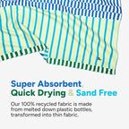 Dock & Bay Beach Towel - Quick Dry, Sand Free - Compact, Lightweight - 100% Recycled - Includes Bag - Blueberry Spritz - Extra Large (200x90cm, 78x35)