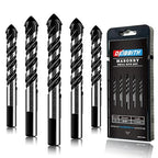 5-Piece 9/16“ Masonry Drill Bits for Tile Glass Ceramic Wall Brick Stone Soft-Metal Wood,9/16 Inch Concrete Drill Bits Cement Drill Bit Set, 3-Flat Shank, YG8 Carbide Tungsten Steel Alloy Tip 14mm