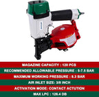 BHTOP Mexican Style CN45N Roofing Nailer, 15 Degree Roofing Nail Gun, 3/4-Inch to 1-3/4-Inch Coil Nails, 120-pcs Load Capacity Coil Naile