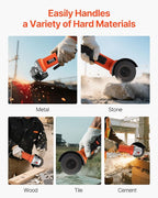 VEVOR Angle Grinder, 4-1/2" Electric Grinder Power Tool, 8Amps 12000RPM High-Speed Corded Angle Grinders with 230° Adjustable Dust Guard for Metal Grinding, Cutting, Rust Removal (Disc Not Included)