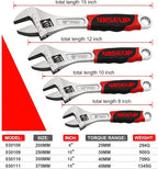 WISEUP Professional Adjustable Wrench 12 Inch Cr-V Forged Industrial Grade Hand Tools Wrench Set With Anti-Slip Grip Large Adjustable Wrenches