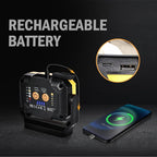 2Pack Magnetic Work Light, 1200LM COB LED Rechargeable Work Light with 15 Lighting Modes, 360°Rotatable Flood Lights for Car Repairing, Job Site Lighting Emergency Outdoor Camping Hiking