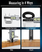 Digital Caliper 6 Inch, (ABS) Absolute Scale Caliper, IP54 Caliper Measuring Tool, Inch/MM/Fraction, Auto-Off LCD Stainless Steel Waterproof Micrometer Vernier Caliper, with Feeler Gauges