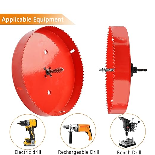 Hole Saw Heavy Duty bit Hex Shank,Hole Saw HSS with Arbor Bi-Metal & Heavy Duty Hole Saw Cutter for Wood Corn Hole Boards Plastic Drywall (φ165)