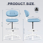Misolant Drafting Chair, Armless Tall Office Chair with Footrest Ring for Standing Desk, Small Faux Leather Executive Computer Chair with Adjustable Height for Bar Lab Counter Height Desk, Blue