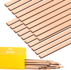 50 Sticks Brazing Rods AWS BCuP-5 15% Silver Solder Phos Copper Alloy, Industry 0.050"x 1/8"x10" Flat Welding Rods Low Melt Aluminum Welding Rod for HVAC Refrigerator Air Conditioning