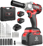 Cordless Impact Wrench,1000N.m(740 ft-lbs) High Torque Brushless 1/2 inch Impact Gun,2x 4.0Ah Battery,6000 RPM (3 in 1) Power Impact Driver for Car/Home/Lawn Mower