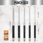 HORUSDY 5-Piece Roll Pin Punch Set, 8-Inch Carbon Steel Pin Punch Tool Kit (1/8" to 3/8") with Storage Pouch for Gunsmithing, Watch & Jewelry Repair