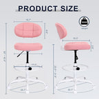 Misolant Drafting Chair, Armless Tall Office Chair with Footrest Ring for Standing Desk, Small Faux Leather Executive Computer Chair with Adjustable Height for Bar Lab Counter Height Desk, Pink