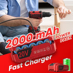 Cordless Drill Set, 20V Power Drill with Power Pack 2.0Ah and Charger, 3/8-Inch Keyless Chuck Electricdrill, 25+1 Torque, 42pcs Drilldriver Bits/Screws for DIY Projects (Red)