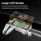 GODESON Digital Caliper,IP54 Caliper Measuring Tool-Stainless Steel & Large LCD Screen, Rechargeable Digital Micrometer display Inch/Metric/Fractions, 6 Inch Digital calipers-Absolute Scale & Auto-Off