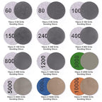 2 Inch Sanding Disc 120 Pcs Wet Dry Hook and Loop Sandpaper Pads Kit 60-10000 Grits 1/4 in Backer Plate and Foam Buffering Pad for Wood, Metal, Car, Drywall, Drill Grinder Rotary Tools Attachment