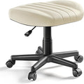 EUREKA ERGONOMIC Multi-Use Foot Stool, Height Adjustable Footrest Stool with Wheels, 360°Swivel Leg Rest Rolling Chair, Rest Ottoman Under Desk for Home Office,Beige