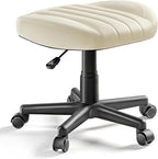EUREKA ERGONOMIC Multi-Use Foot Stool, Height Adjustable Footrest Stool with Wheels, 360°Swivel Leg Rest Rolling Chair, Rest Ottoman Under Desk for Home Office,Beige